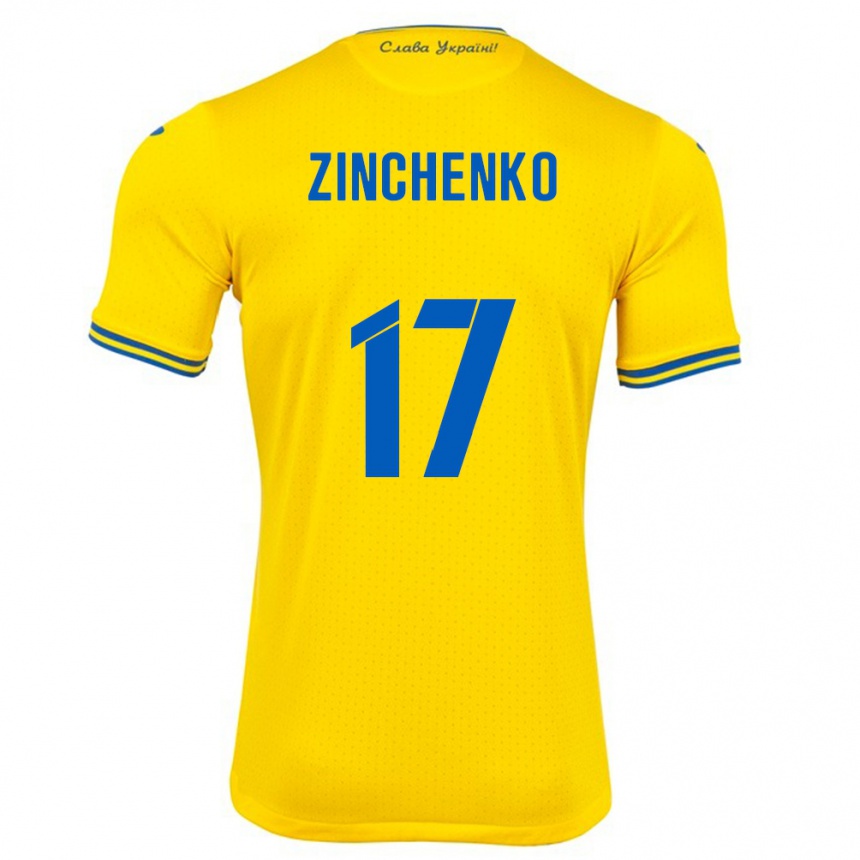 Barn Fotball Ukraina Oleksandr Zinchenko #17 Gul Hjemmetrøye Drakt Trøye 24-26 Skjorter