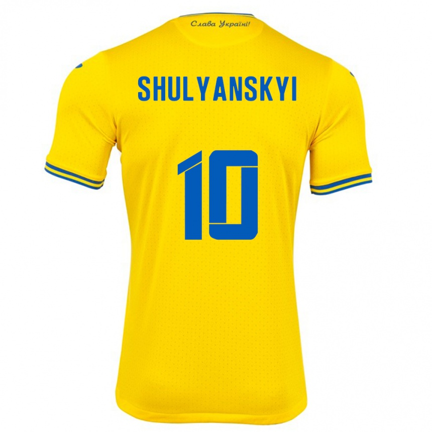 Barn Fotball Ukraina Artem Shulyanskyi #10 Gul Hjemmetrøye Drakt Trøye 24-26 Skjorter