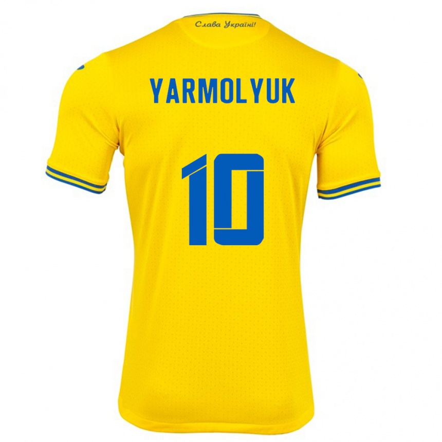 Barn Fotball Ukraina Yegor Yarmolyuk #10 Gul Hjemmetrøye Drakt Trøye 24-26 Skjorter