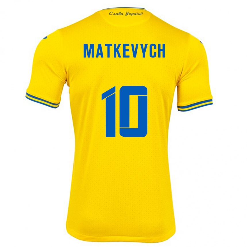 Barn Fotball Ukraina Andriy Matkevych #10 Gul Hjemmetrøye Drakt Trøye 24-26 Skjorter