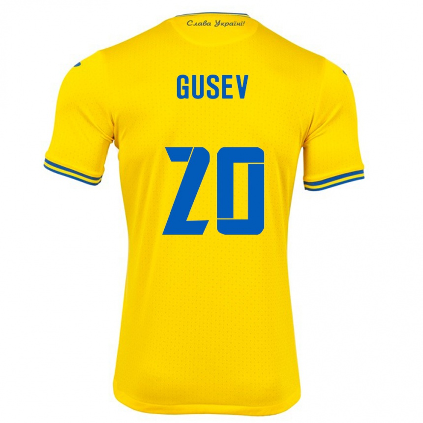 Barn Fotball Ukraina Oleksiy Gusev #20 Gul Hjemmetrøye Drakt Trøye 24-26 Skjorter