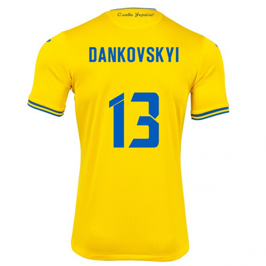 Barn Fotball Ukraina Yegor Dankovskyi #13 Gul Hjemmetrøye Drakt Trøye 24-26 Skjorter