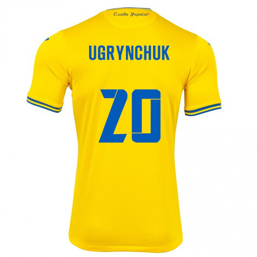 Barn Fotball Ukraina Artem Ugrynchuk #20 Gul Hjemmetrøye Drakt Trøye 24-26 Skjorter