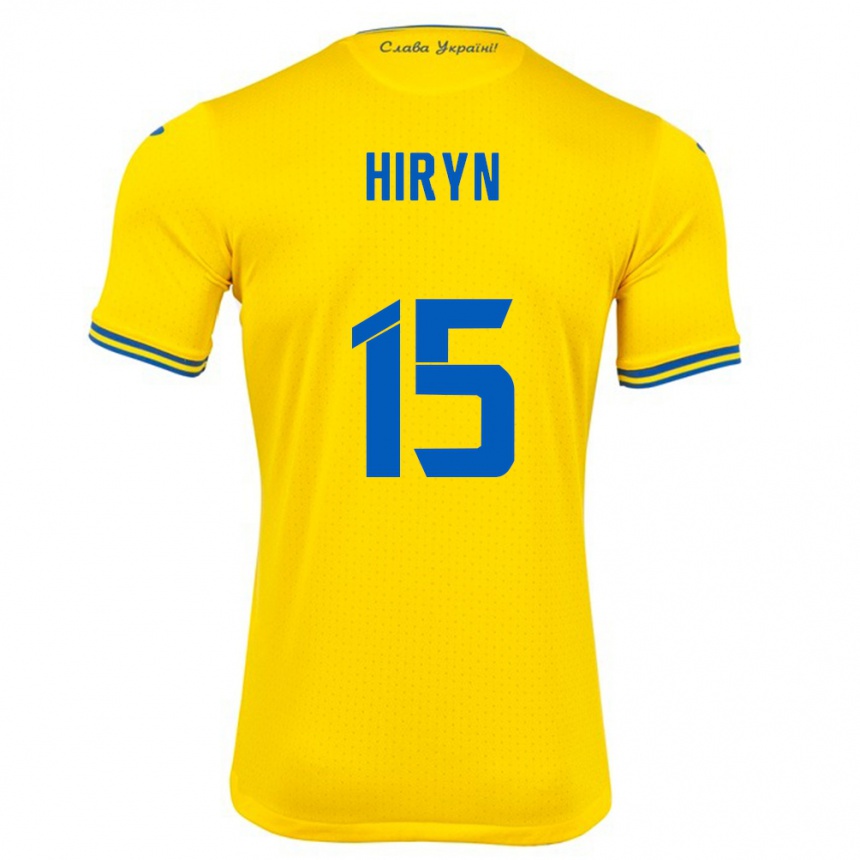 Barn Fotball Ukraina Viktoriya Hiryn #15 Gul Hjemmetrøye Drakt Trøye 24-26 Skjorter