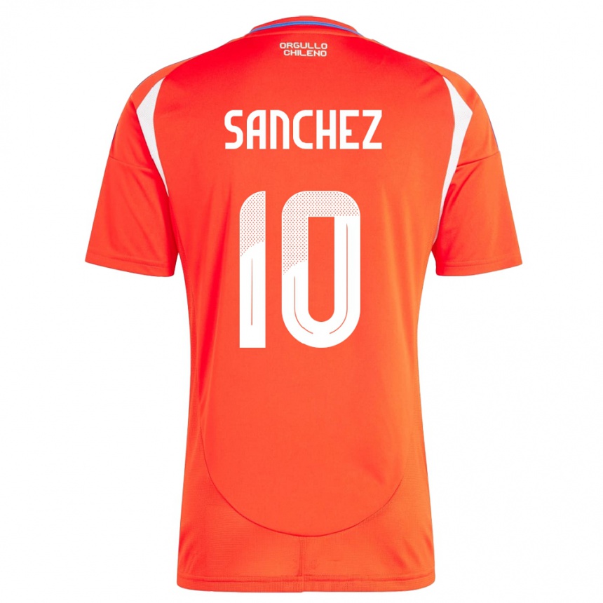 Barn Fotball Chile Alexis Sánchez #10 Rød Hjemmetrøye Drakt Trøye 24-26 Skjorter