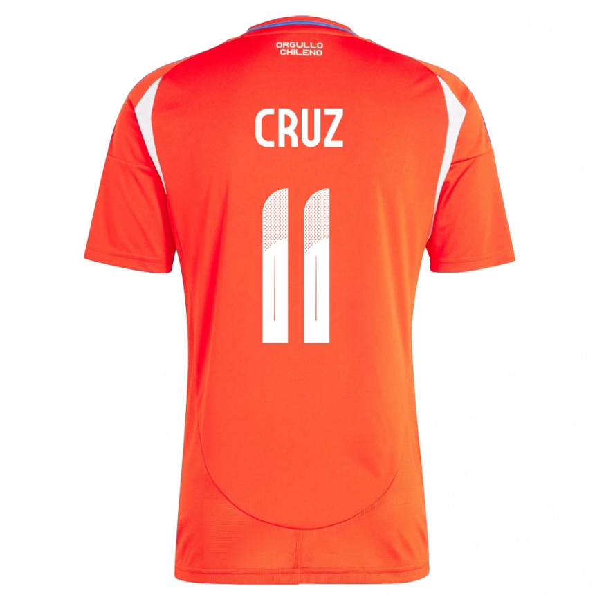 Barn Fotball Chile Joan Cruz #11 Rød Hjemmetrøye Drakt Trøye 24-26 Skjorter