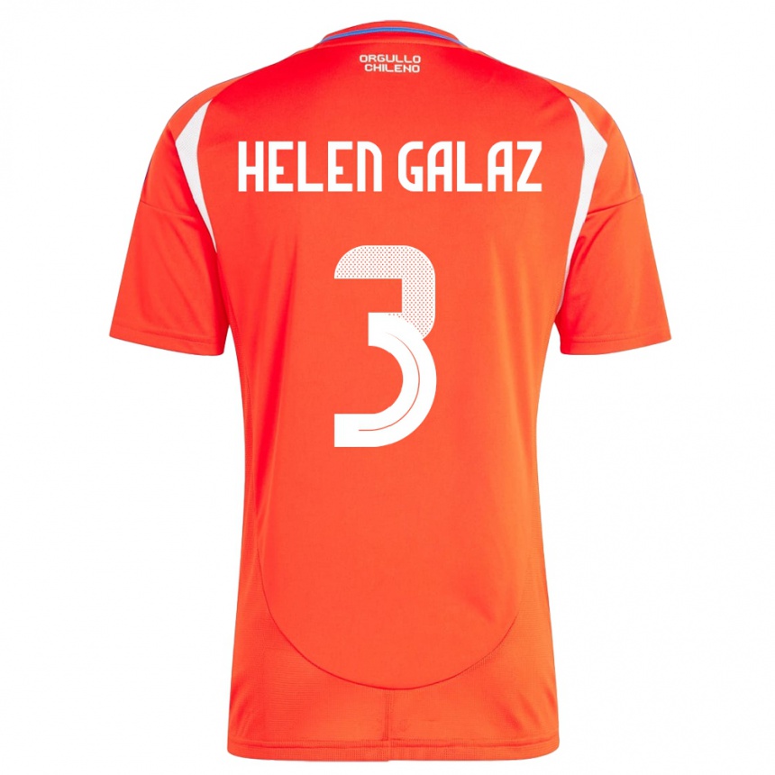 Barn Fotball Chile Su Helen Galaz #3 Rød Hjemmetrøye Drakt Trøye 24-26 Skjorter