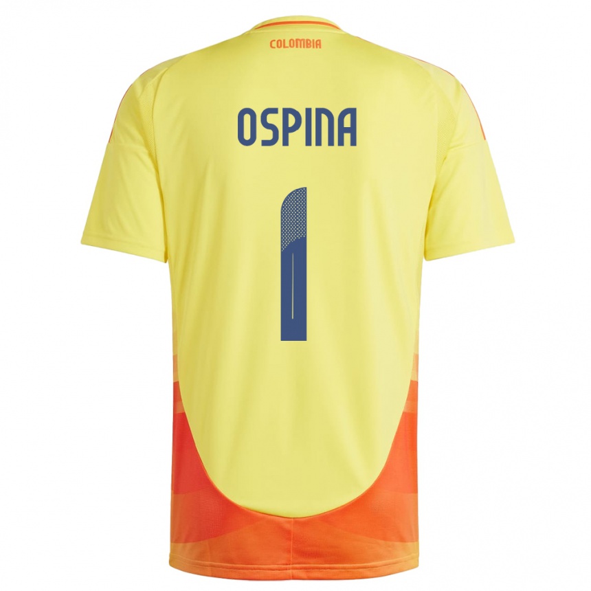 Barn Fotball Colombia David Ospina #1 Gul Hjemmetrøye Drakt Trøye 24-26 Skjorter