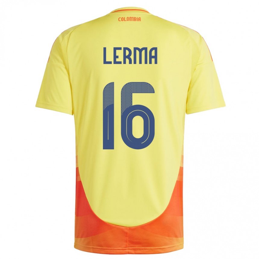 Barn Fotball Colombia Jefferson Lerma #16 Gul Hjemmetrøye Drakt Trøye 24-26 Skjorter