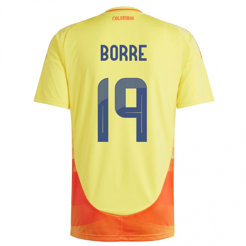 Barn Fotball Colombia Rafael Borré #19 Gul Hjemmetrøye Drakt Trøye 24-26 Skjorter