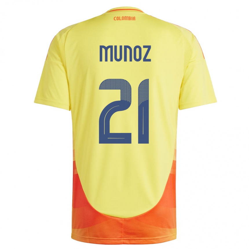 Barn Fotball Colombia Daniel Muñoz #21 Gul Hjemmetrøye Drakt Trøye 24-26 Skjorter