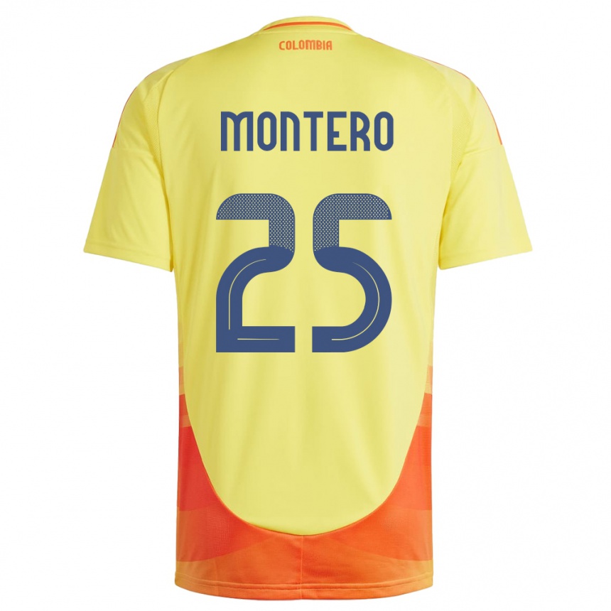 Barn Fotball Colombia Álvaro Montero #25 Gul Hjemmetrøye Drakt Trøye 24-26 Skjorter