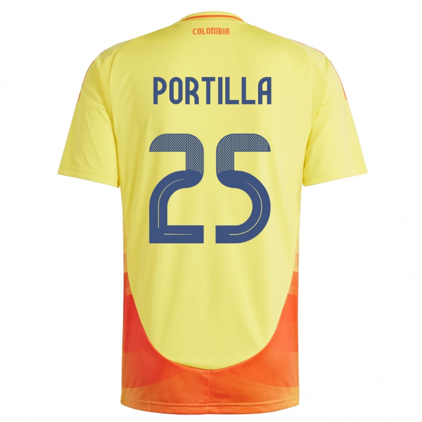 Barn Fotball Colombia Juan Portilla #25 Gul Hjemmetrøye Drakt Trøye 24-26 Skjorter