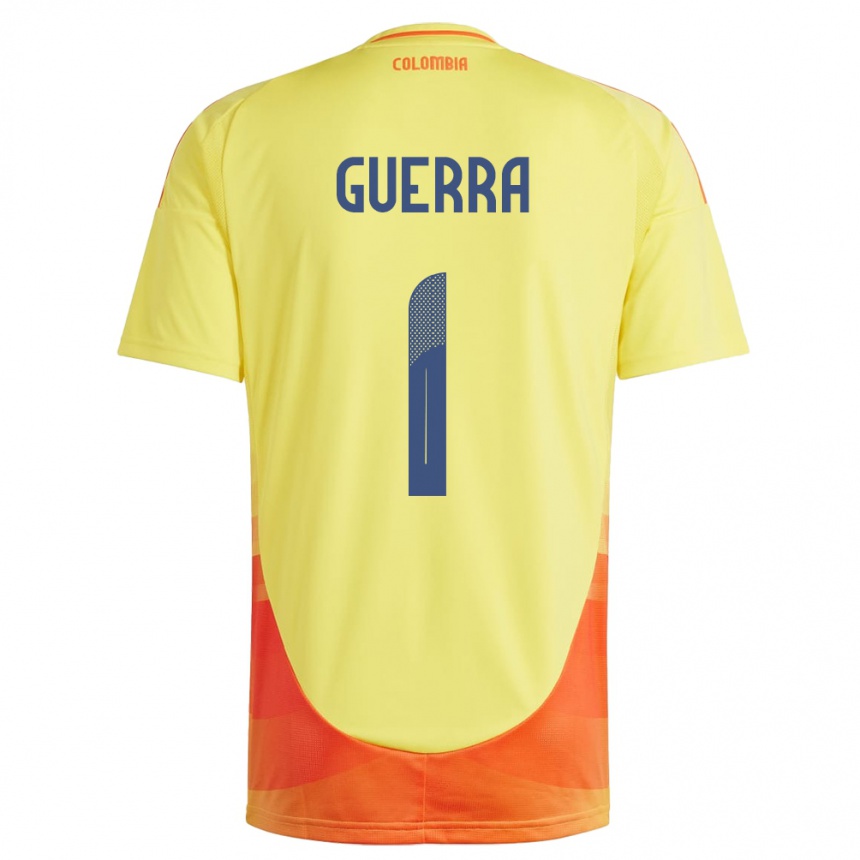 Barn Fotball Colombia Sebastián Guerra #1 Gul Hjemmetrøye Drakt Trøye 24-26 Skjorter