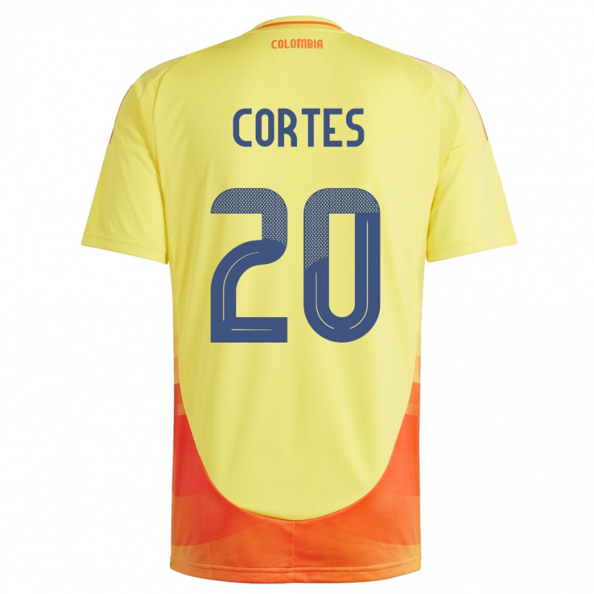 Barn Fotball Colombia Óscar Cortés #20 Gul Hjemmetrøye Drakt Trøye 24-26 Skjorter