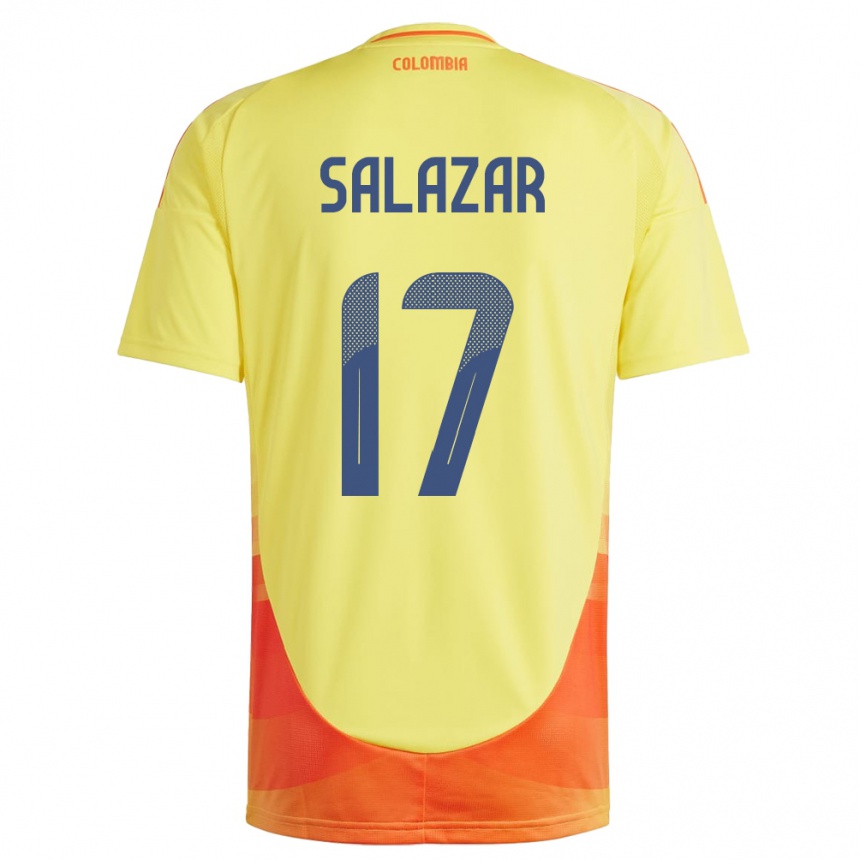 Barn Fotball Colombia Andrés Salazar #17 Gul Hjemmetrøye Drakt Trøye 24-26 Skjorter