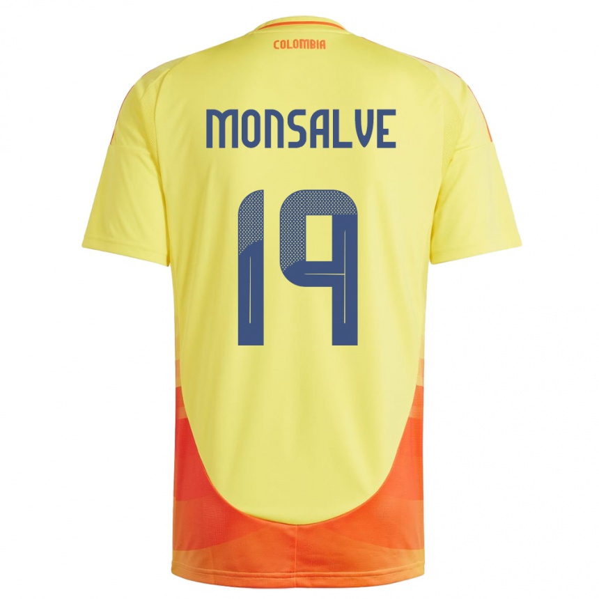 Barn Fotball Colombia Miguel Monsalve #19 Gul Hjemmetrøye Drakt Trøye 24-26 Skjorter