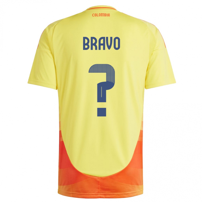 Barn Fotball Colombia Pedro Bravo #0 Gul Hjemmetrøye Drakt Trøye 24-26 Skjorter