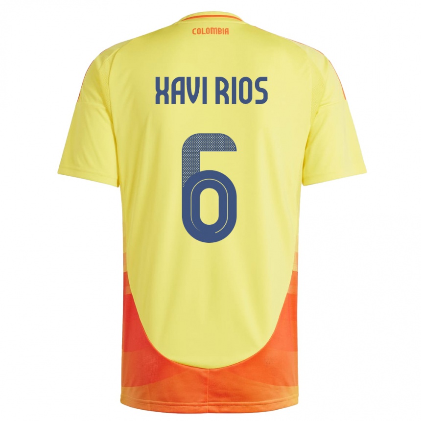 Barn Fotball Colombia Xavi Ríos #6 Gul Hjemmetrøye Drakt Trøye 24-26 Skjorter