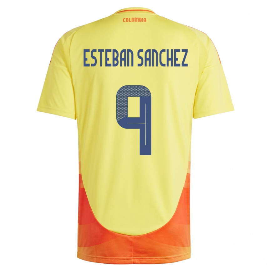 Barn Fotball Colombia Juan Esteban Sánchez #9 Gul Hjemmetrøye Drakt Trøye 24-26 Skjorter