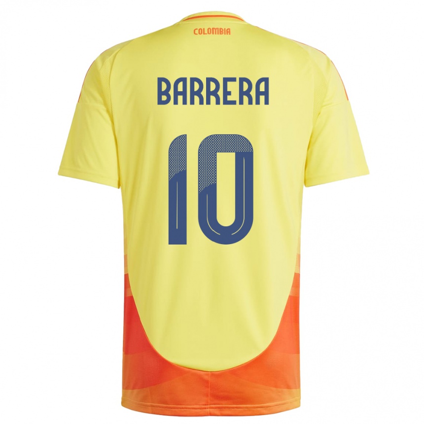 Barn Fotball Colombia Jordan Barrera #10 Gul Hjemmetrøye Drakt Trøye 24-26 Skjorter