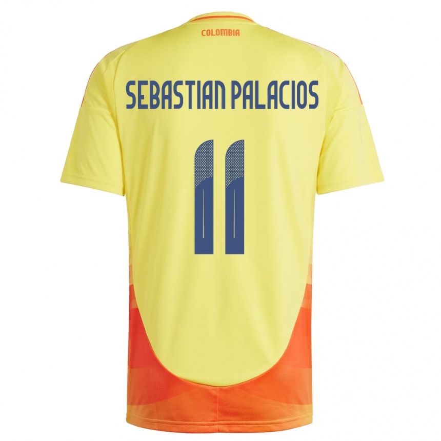 Barn Fotball Colombia Juan Sebastián Palacios #11 Gul Hjemmetrøye Drakt Trøye 24-26 Skjorter