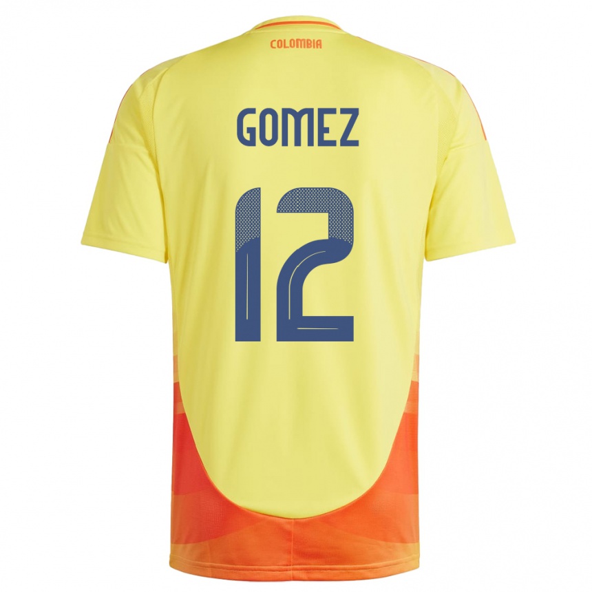 Barn Fotball Colombia Juan Gómez #12 Gul Hjemmetrøye Drakt Trøye 24-26 Skjorter