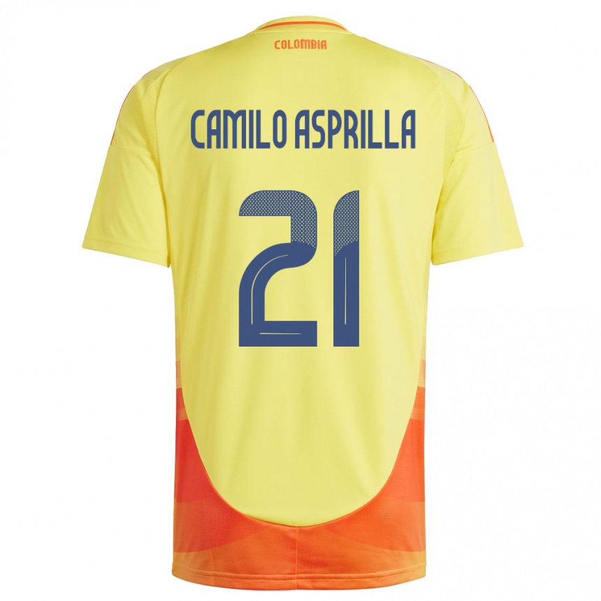 Barn Fotball Colombia Juan Camilo Asprilla #21 Gul Hjemmetrøye Drakt Trøye 24-26 Skjorter