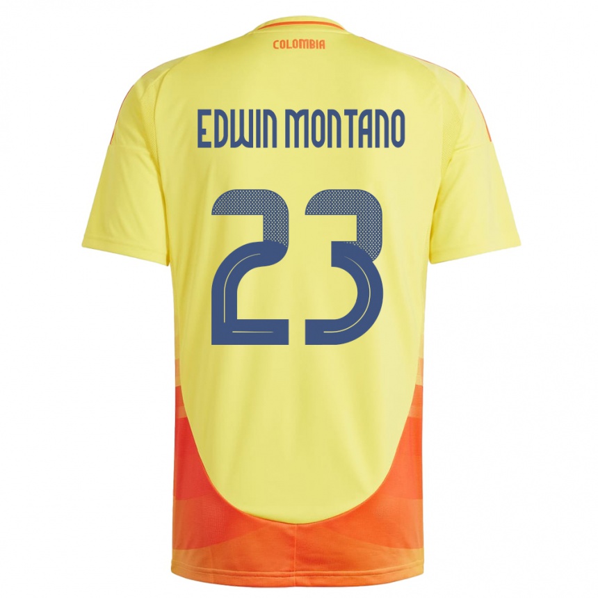 Barn Fotball Colombia John Edwin Montaño #23 Gul Hjemmetrøye Drakt Trøye 24-26 Skjorter