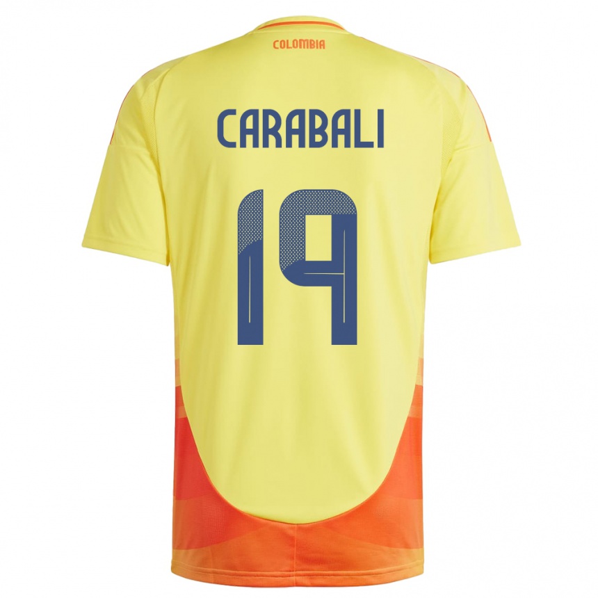 Barn Fotball Colombia Jorelyn Carabalí #19 Gul Hjemmetrøye Drakt Trøye 24-26 Skjorter