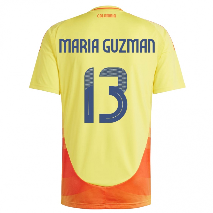 Barn Fotball Colombia Ana María Guzmán #13 Gul Hjemmetrøye Drakt Trøye 24-26 Skjorter