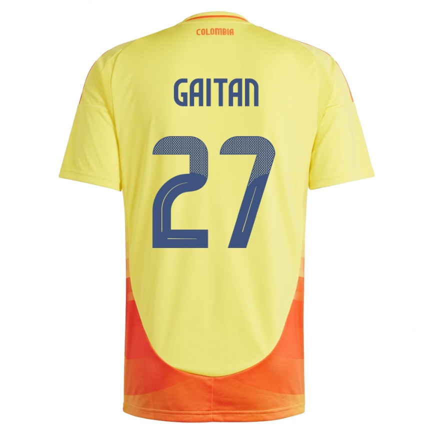 Barn Fotball Colombia Natalia Gaitán #27 Gul Hjemmetrøye Drakt Trøye 24-26 Skjorter