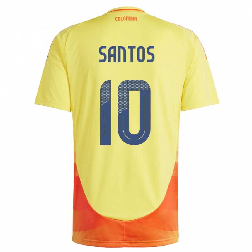 Barn Fotball Colombia Leicy Santos #10 Gul Hjemmetrøye Drakt Trøye 24-26 Skjorter