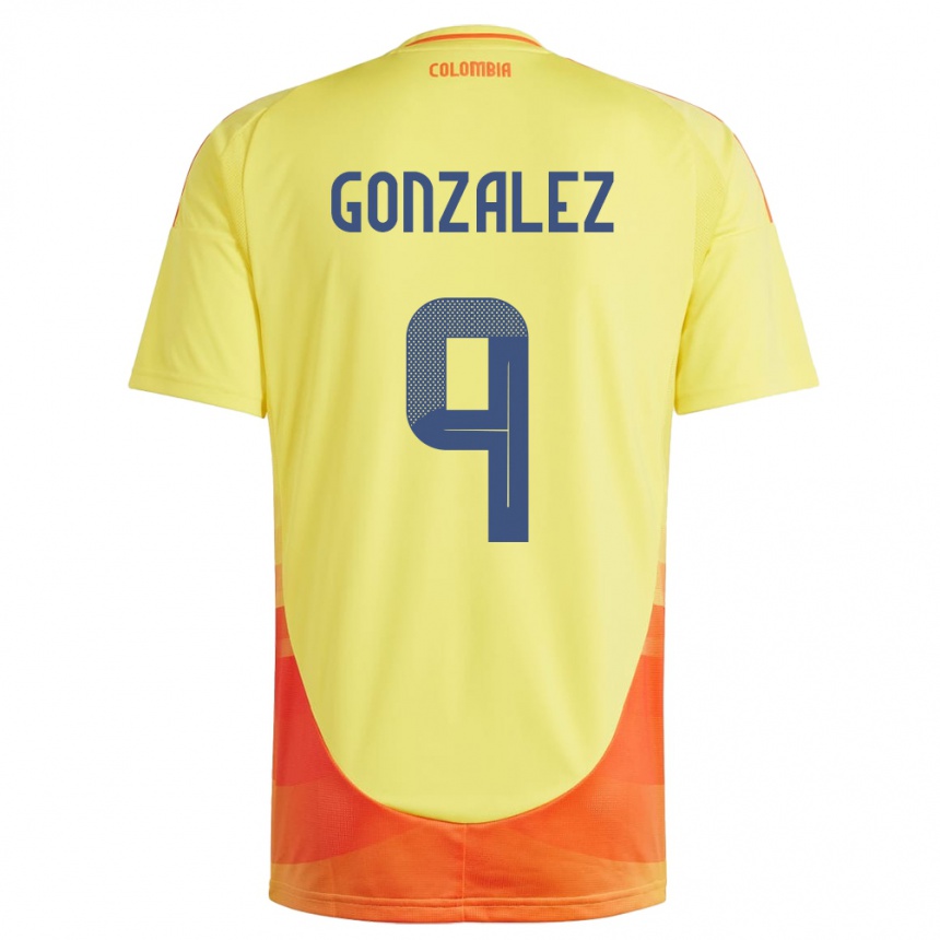 Barn Fotball Colombia Manuela González #9 Gul Hjemmetrøye Drakt Trøye 24-26 Skjorter