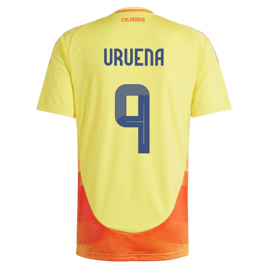 Barn Fotball Colombia Gabriela Urueña #9 Gul Hjemmetrøye Drakt Trøye 24-26 Skjorter