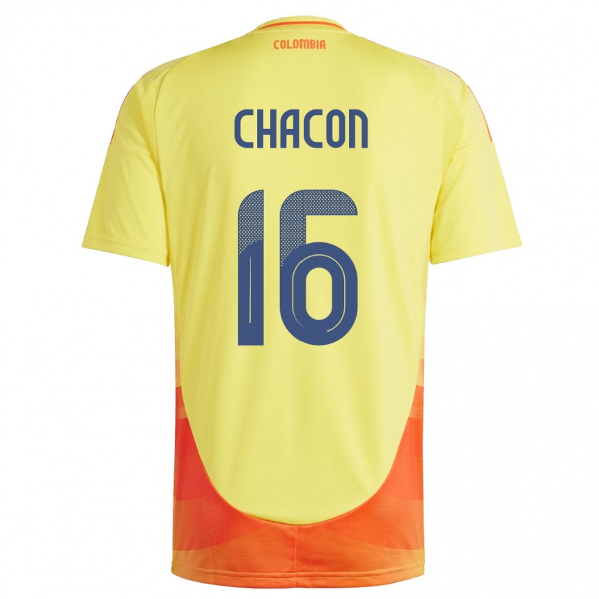 Barn Fotball Colombia Ivonne Chacón #16 Gul Hjemmetrøye Drakt Trøye 24-26 Skjorter