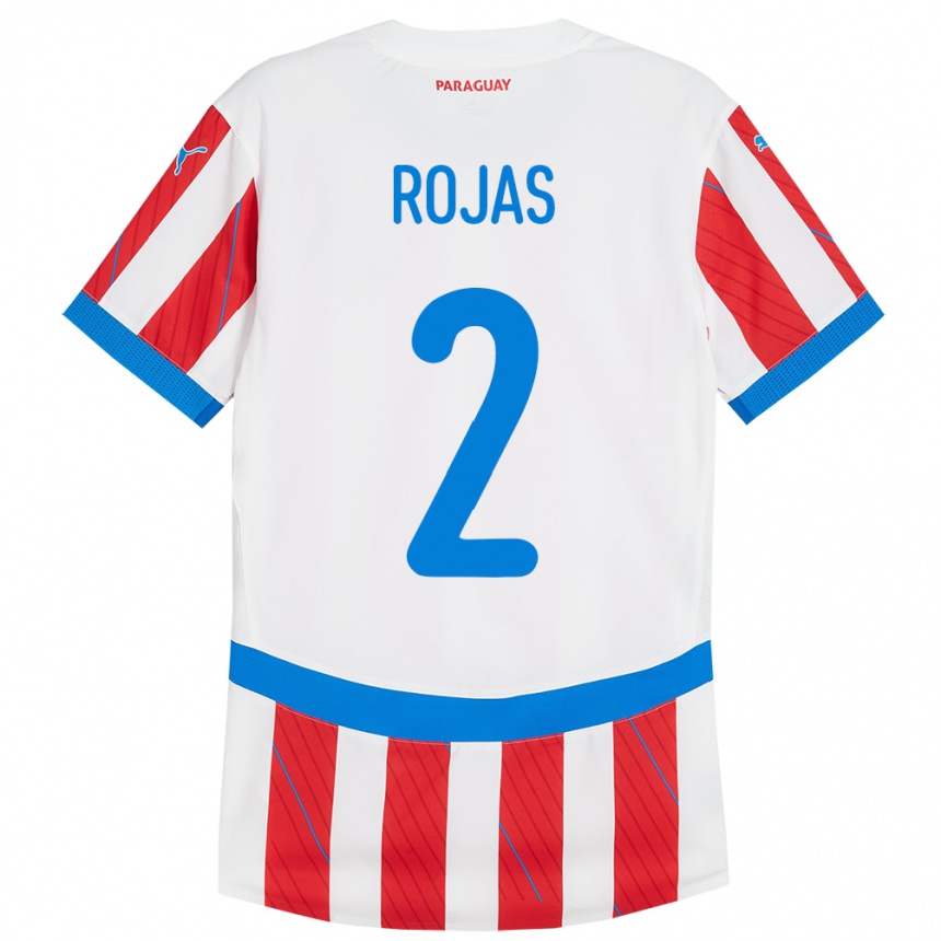 Barn Fotball Paraguay Robert Rojas #2 Hvit Rød Hjemmetrøye Drakt Trøye 24-26 Skjorter