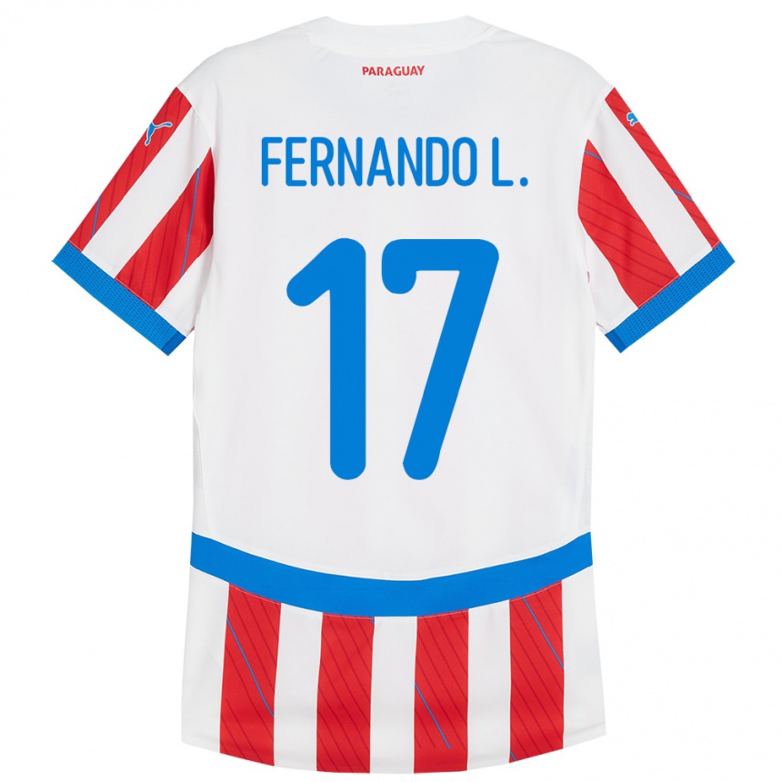 Barn Fotball Paraguay Fernando Leguizamón #17 Hvit Rød Hjemmetrøye Drakt Trøye 24-26 Skjorter