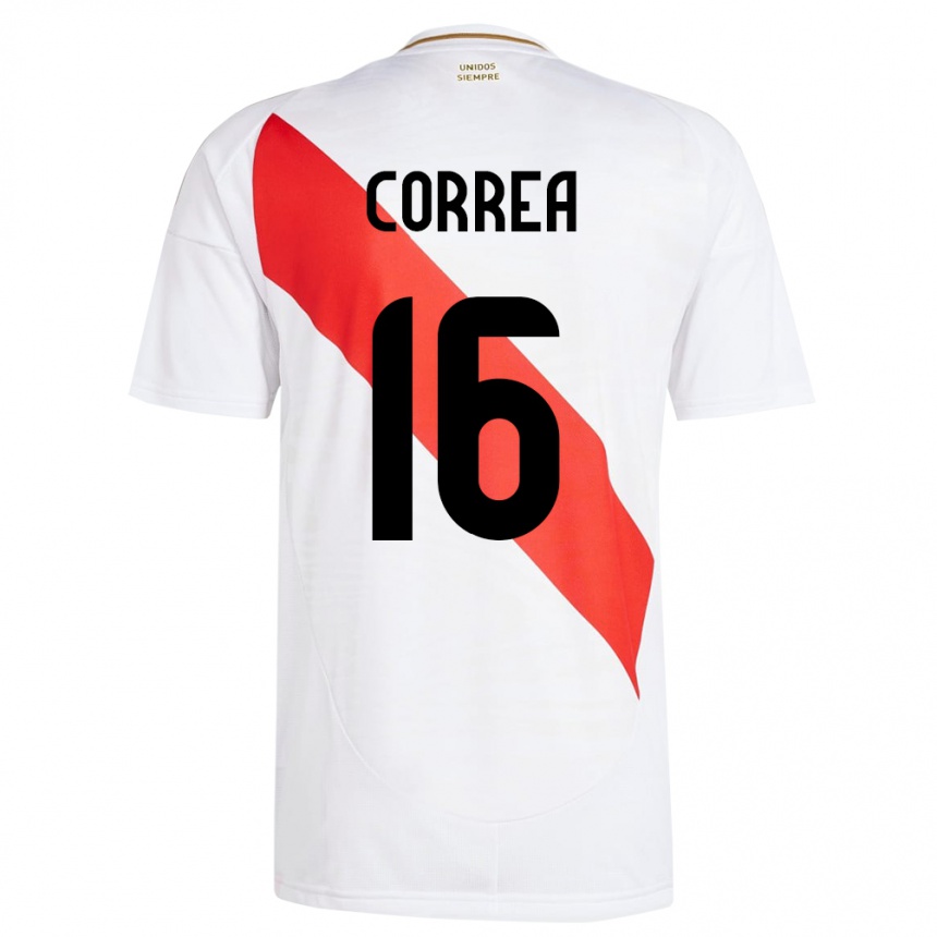 Barn Fotball Peru Eslyn Correa #16 Hvit Hjemmetrøye Drakt Trøye 24-26 Skjorter