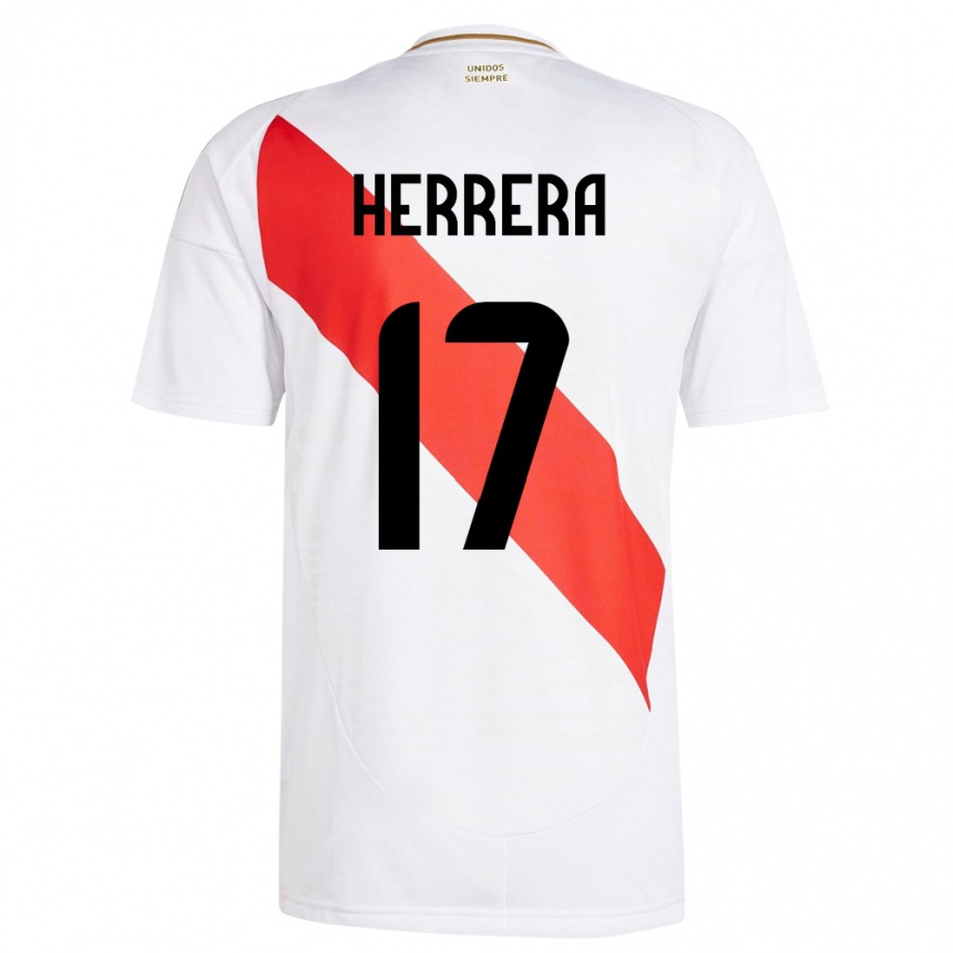 Barn Fotball Peru Fabiola Herrera #17 Hvit Hjemmetrøye Drakt Trøye 24-26 Skjorter