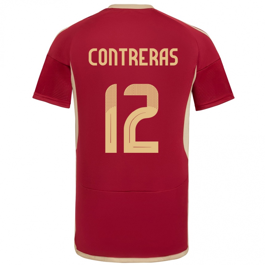 Barn Fotball Venezuela José Contreras #12 Burgunder Hjemmetrøye Drakt Trøye 24-26 Skjorter