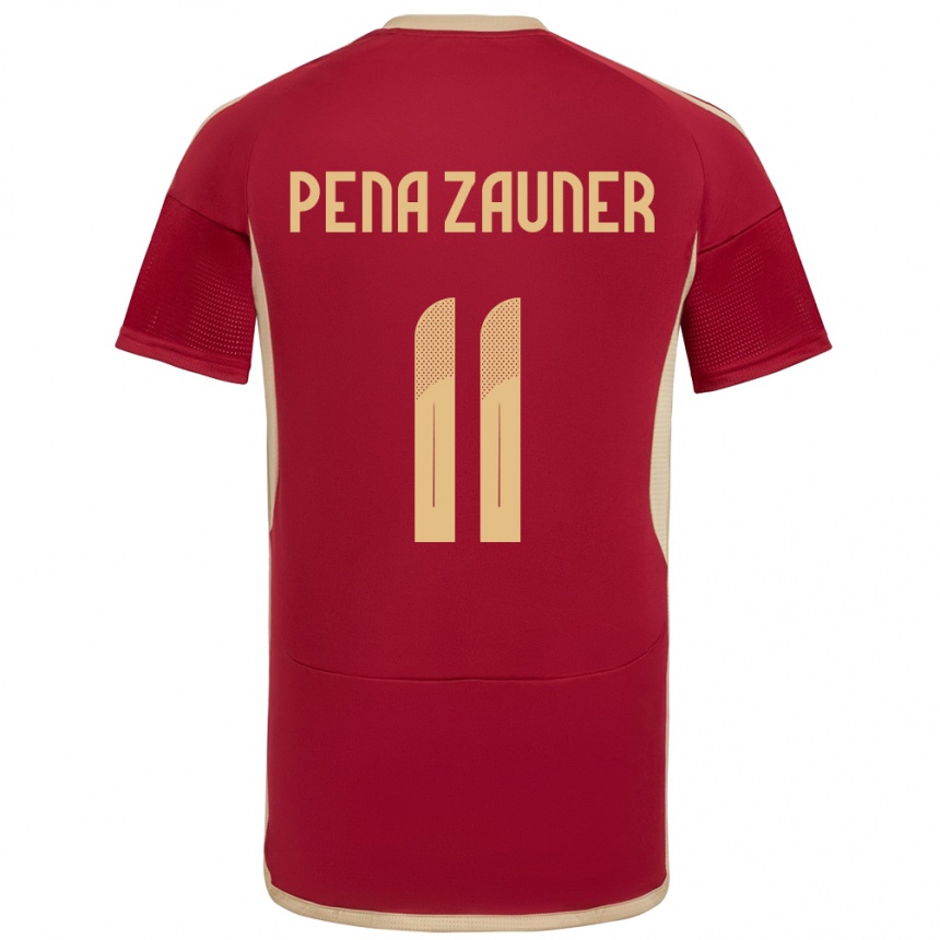 Barn Fotball Venezuela Enrique Peña Zauner #11 Burgunder Hjemmetrøye Drakt Trøye 24-26 Skjorter