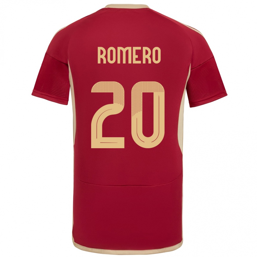 Barn Fotball Venezuela Andrés Romero #20 Burgunder Hjemmetrøye Drakt Trøye 24-26 Skjorter