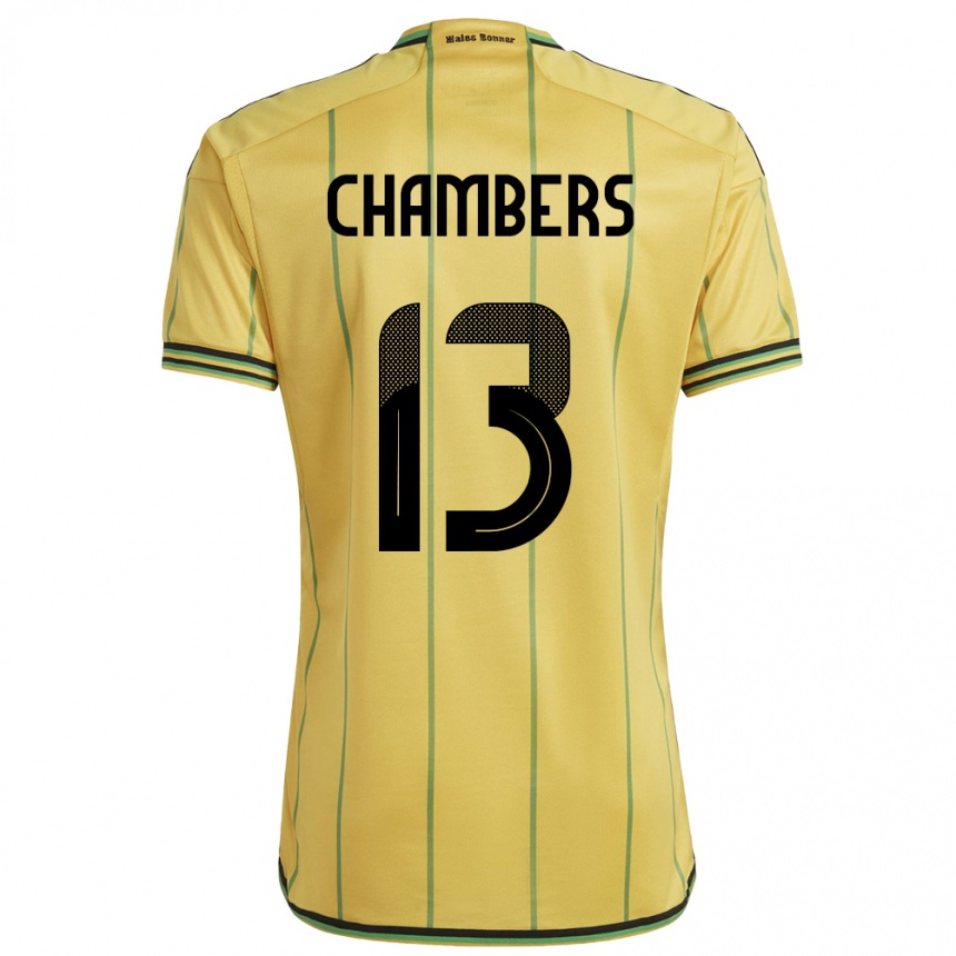 Barn Fotball Jamaica Chris-Ann Chambers #13 Gul Hjemmetrøye Drakt Trøye 24-26 Skjorter