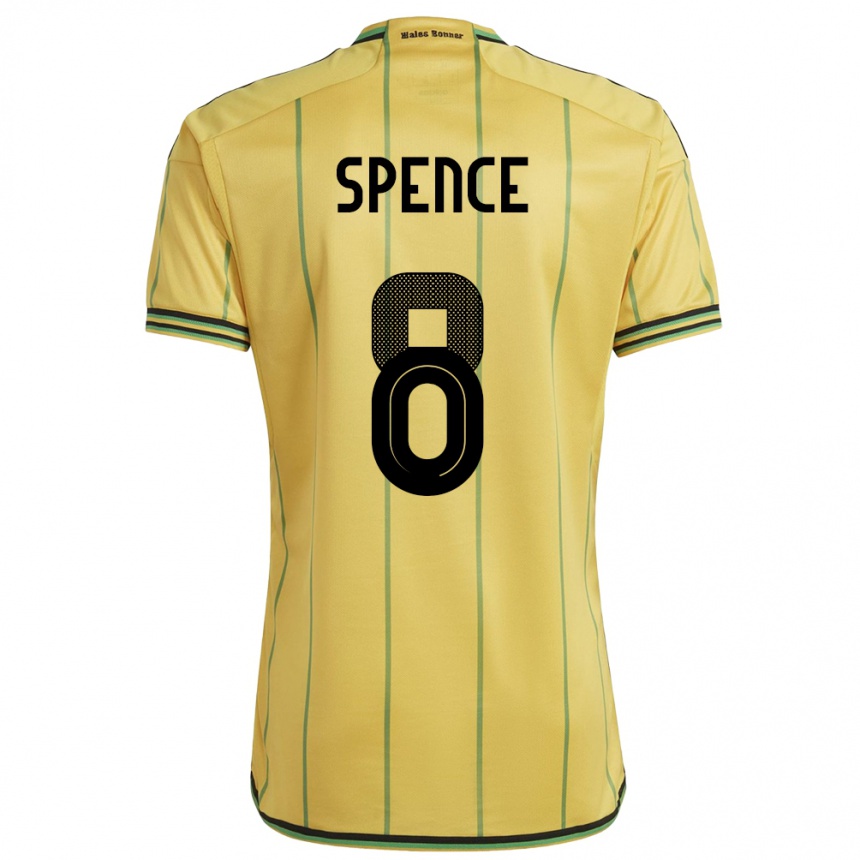 Barn Fotball Jamaica Drew Spence #8 Gul Hjemmetrøye Drakt Trøye 24-26 Skjorter