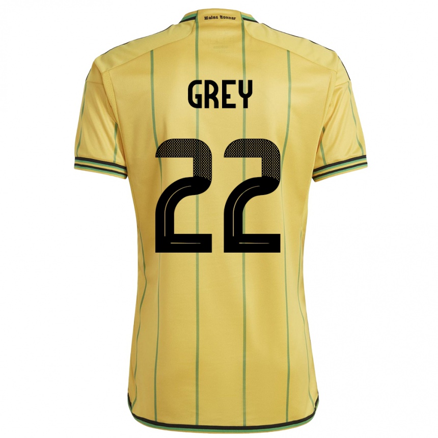 Barn Fotball Jamaica Mireya Grey #22 Gul Hjemmetrøye Drakt Trøye 24-26 Skjorter