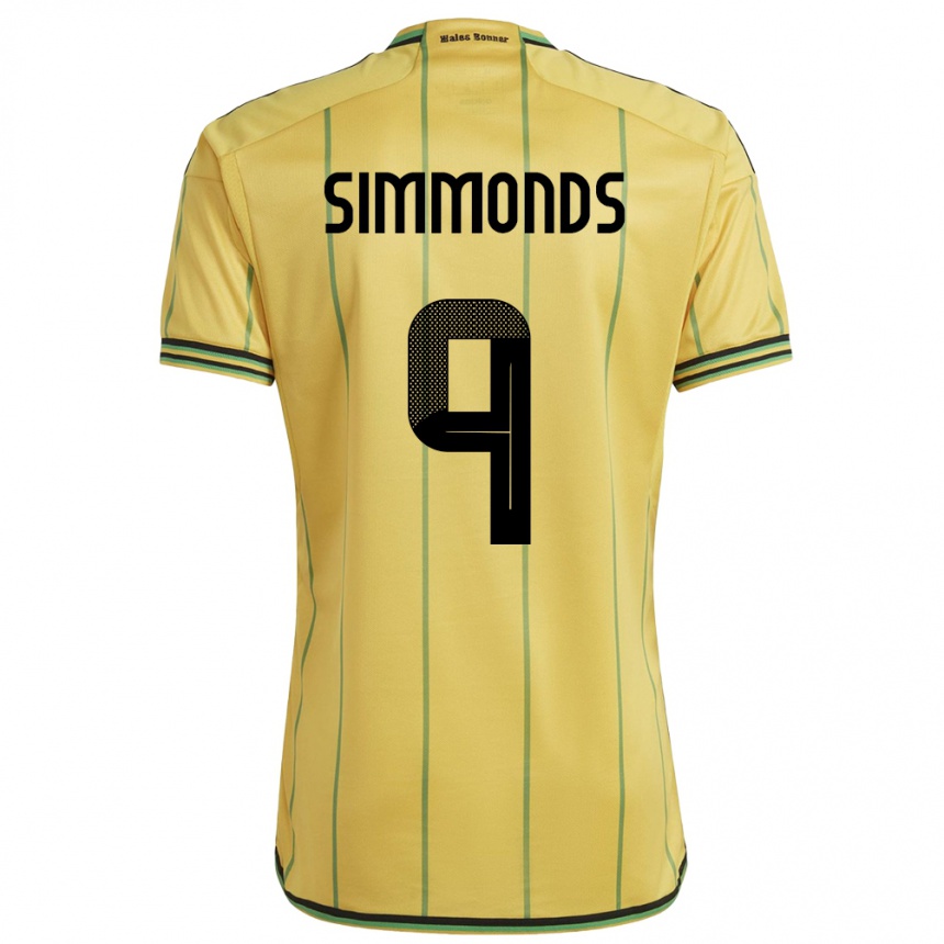 Barn Fotball Jamaica Kameron Simmonds #9 Gul Hjemmetrøye Drakt Trøye 24-26 Skjorter