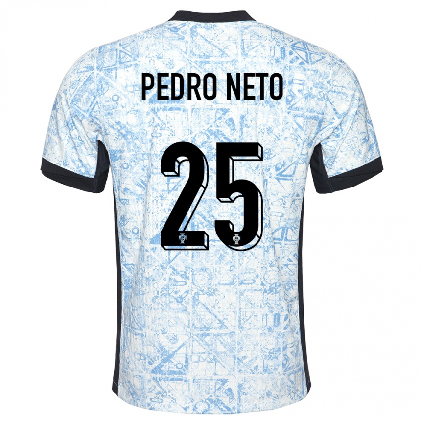 Barn Fotball Portugal Pedro Neto #25 Kremblå Bortetrøye Drakt Trøye 24-26 Skjorter