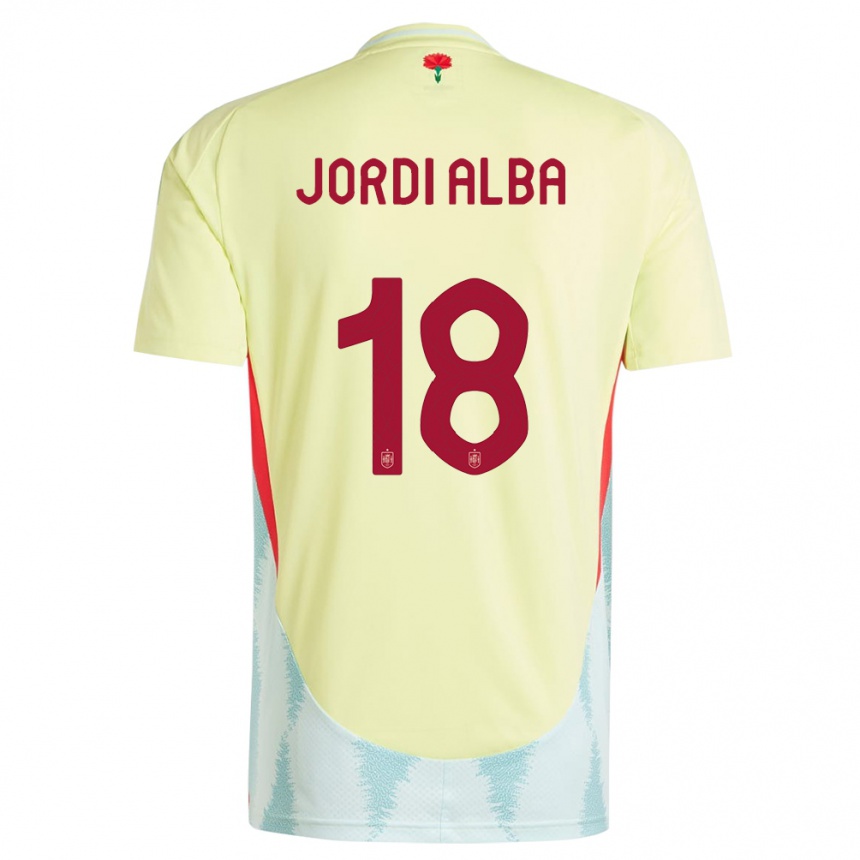 Barn Fotball Spania Jordi Alba #18 Gul Bortetrøye Drakt Trøye 24-26 Skjorter