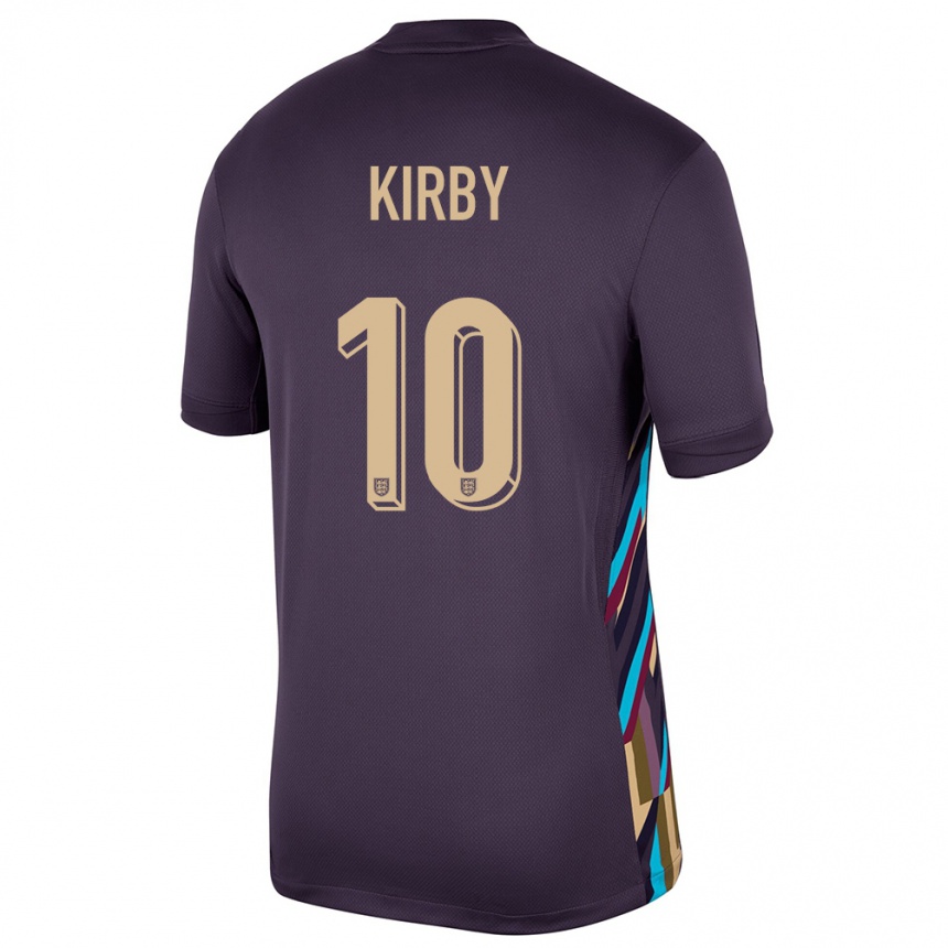 Barn Fotball England Fran Kirby #10 Mørk Rosin Bortetrøye Drakt Trøye 24-26 Skjorter